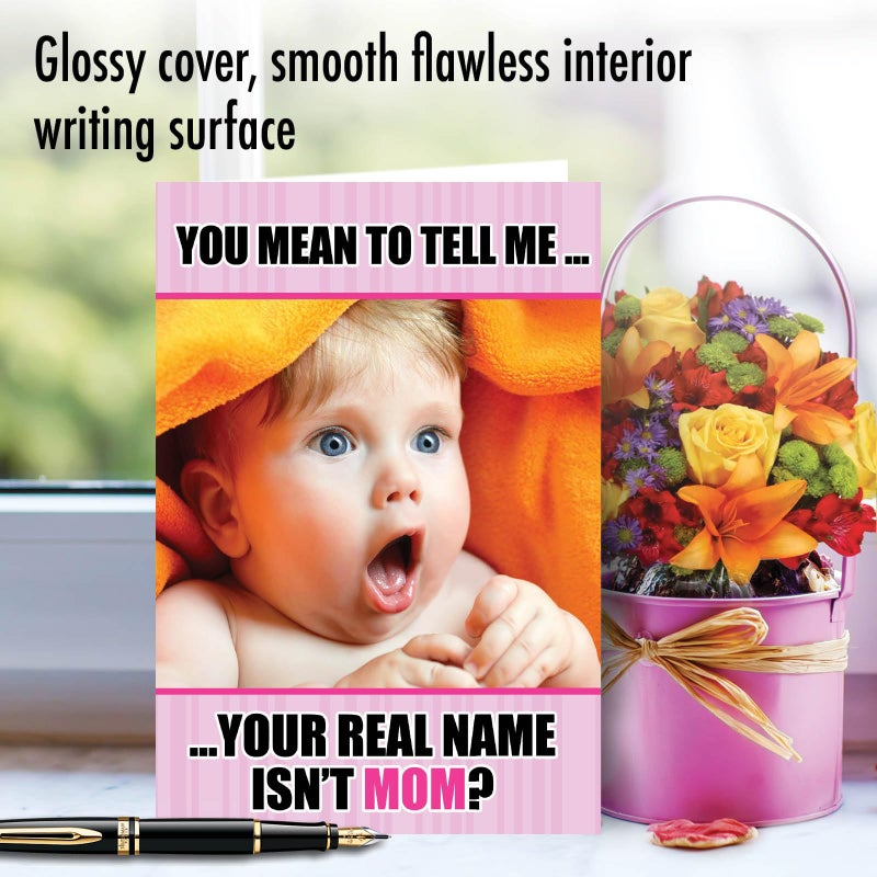 NobleWorks - Funny Mothers Day Card with Envelope - Loving, Humor Greetings for Mom - Real Name Isn't Mom 0207 - Image 4